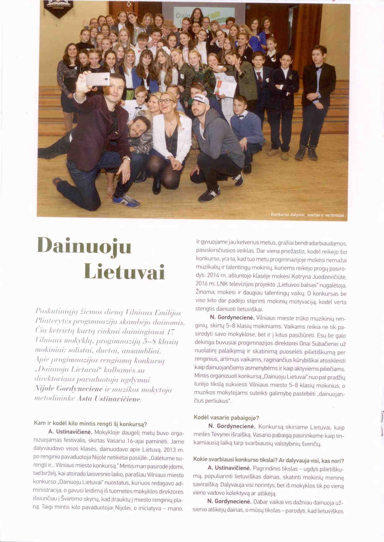„Dainuoju Lietuvai 2017“ atgarsiai leidinyje „Švietimo naujienos“